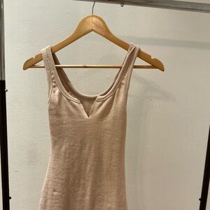 Chic Beige Sleeveless Knit Dress